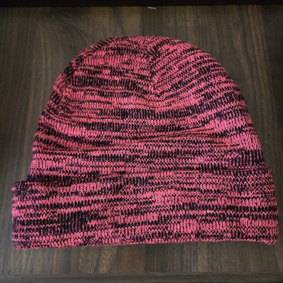 Victoria's Secret PINK Beanie Hat Pink & Black Knit OS Stretch Ribbed Winter Cap - Picture 4 of 7
